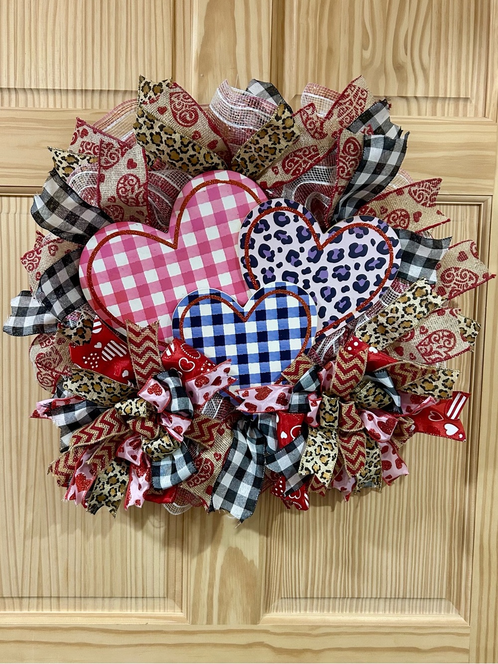Wild Valentine Day Heart Holiday Wreath - Red, Black & Pink